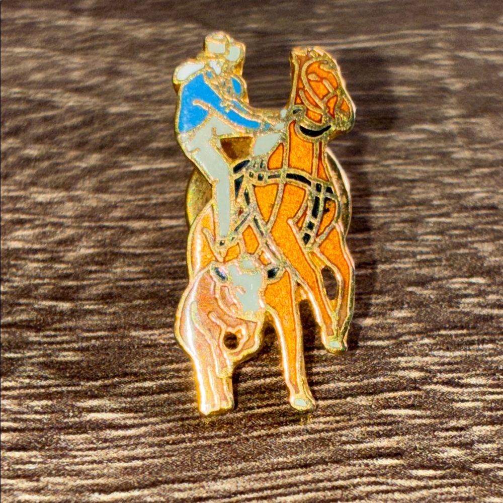 Vintage Rodeo Cowboy Enamel Pin